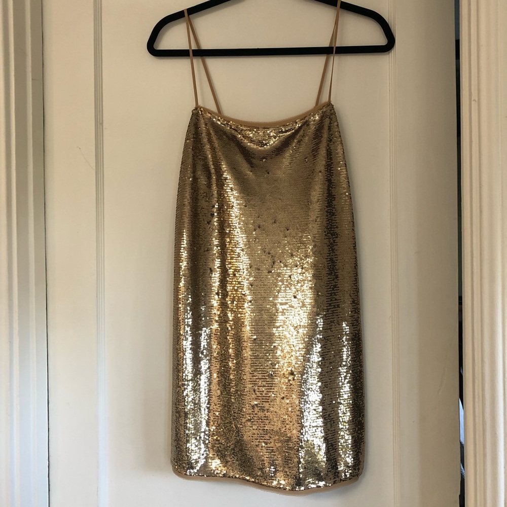 Free People Gold Sequined Mini Dress